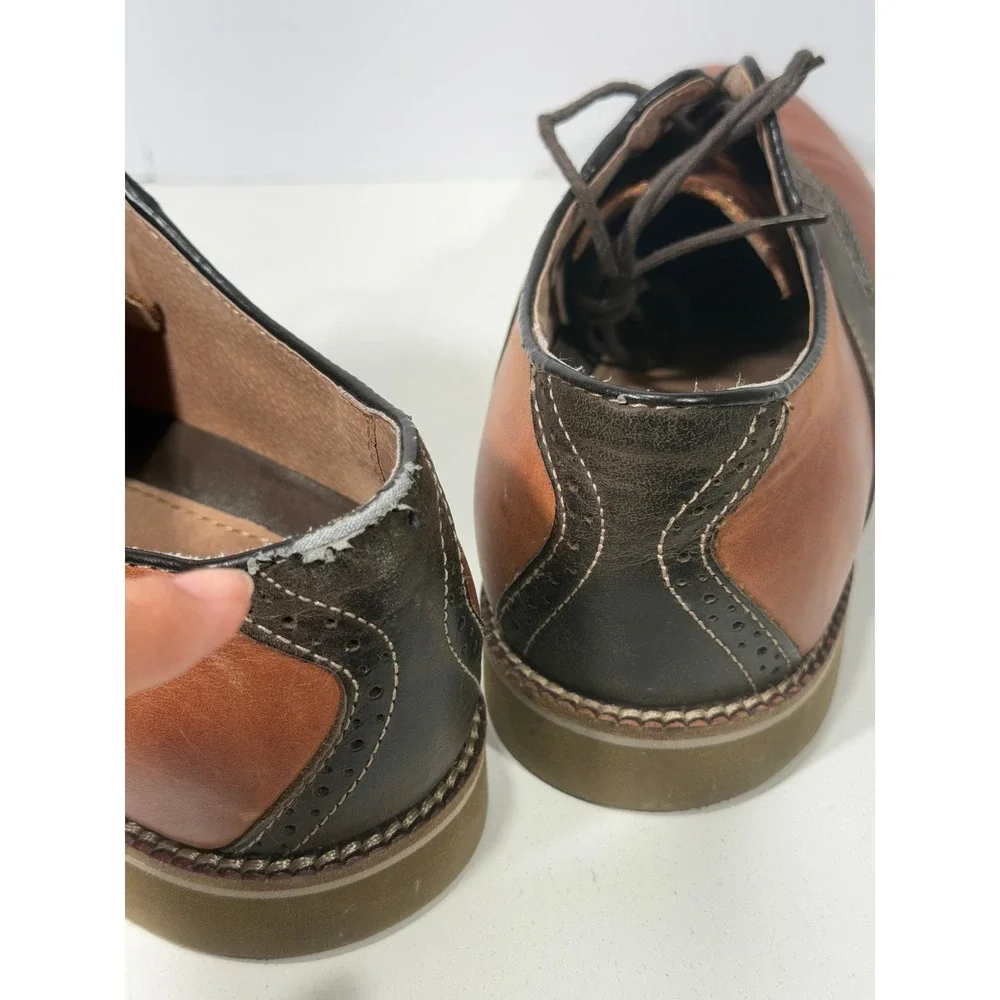 GH Bass Burlington Mens 11D Saddle Shoes Tan Brown‎ Leather Oxford Brogue Dress